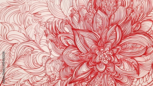 Red Floral Abstract, Red , ...