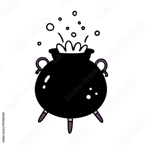 Witch cauldron. Halloween pot. Witchcraft, potion, spell, Cute cartoon illustration (12)
