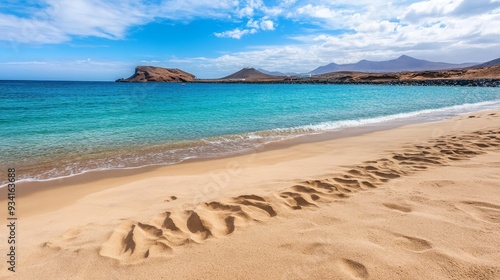 Sandy Beach with Blue Water...