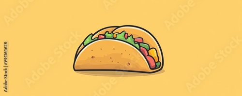 Taco Cartoon Illustration o...
