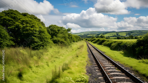 Nostalgic Scene of Vintage Steam Locomotive on Gwili Railway in Lush Green South Wales Countryside photo