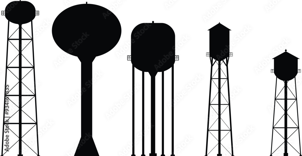 Fototapeta premium Water Tower Silhouette Pack