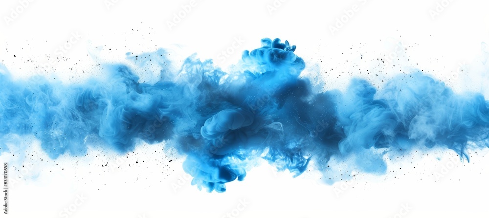 Blue smoke border isolated on white background, creating a delicate and vibrant visual effect Blue smoke border isolated on white background, creating a delicate and vibrant visual effect