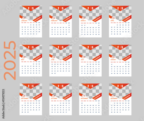 2025 calendar design for happy new year.