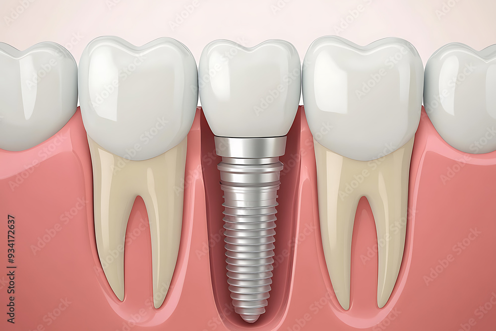 A flat art style illustration of a dental implant A flat art style illustration of a dental implant