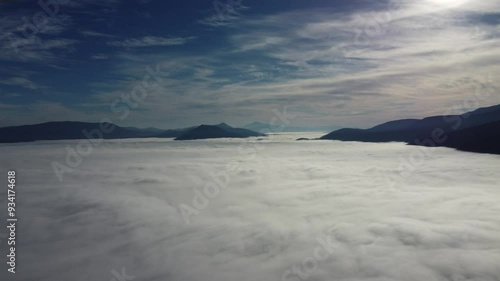 Fog under the mountain