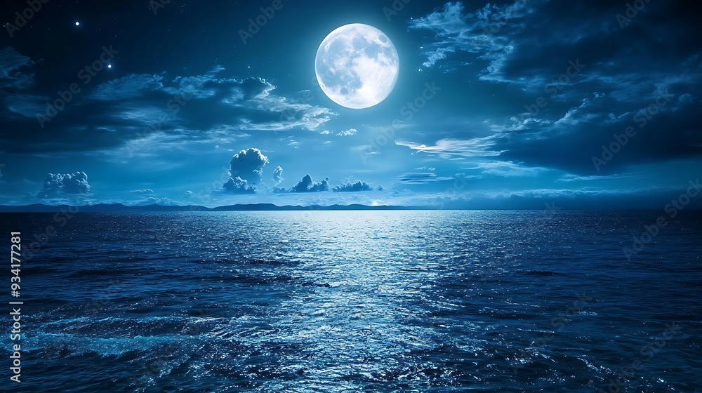 Full Moon Over the Sea at Night Full Moon Over the Sea at Night