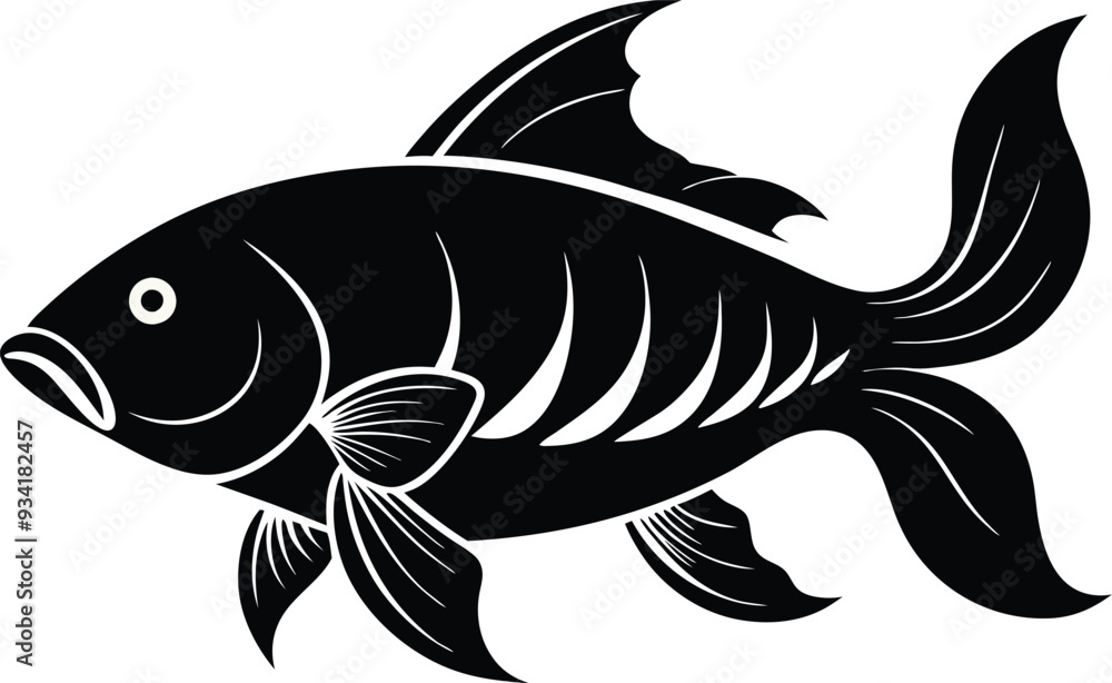 Carp fish silhouette illustration new 2025 trendy fishing design elements. Carp fish silhouette illustration new 2025 trendy fishing design elements.