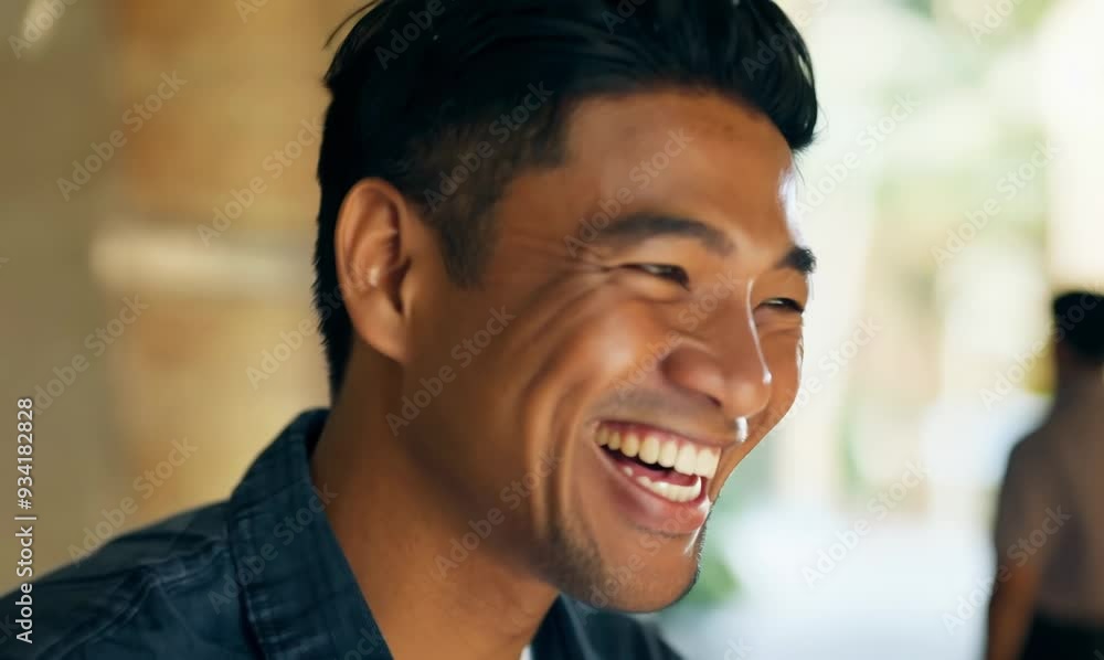 Filipino Man Smiling at a Kind Gesture - Close-Up Shot Filipino Man Smiling at a Kind Gesture - Close-Up Shot
