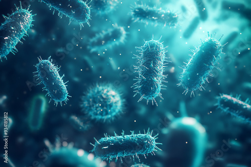 An abstract digital background illustrating the concepts of bacteria and vaccination