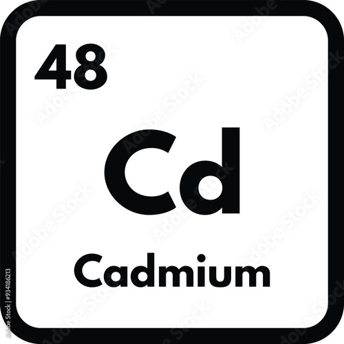 Cadmium chemical element icon isolated on white background . Cadmium icon vector