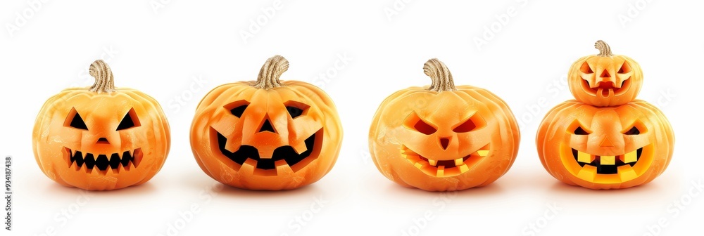 Decorative Halloween pumpkins on white background Decorative Halloween pumpkins on white background