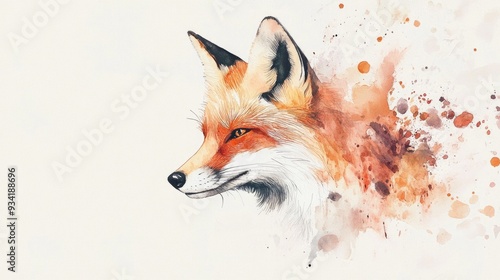 Wallpaper Mural Watercolor depiction of a fox head Torontodigital.ca