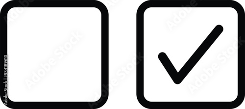 Checkbox set with blank and checked checkbox icon isolated on white background . Check and uncheck icons . Vector