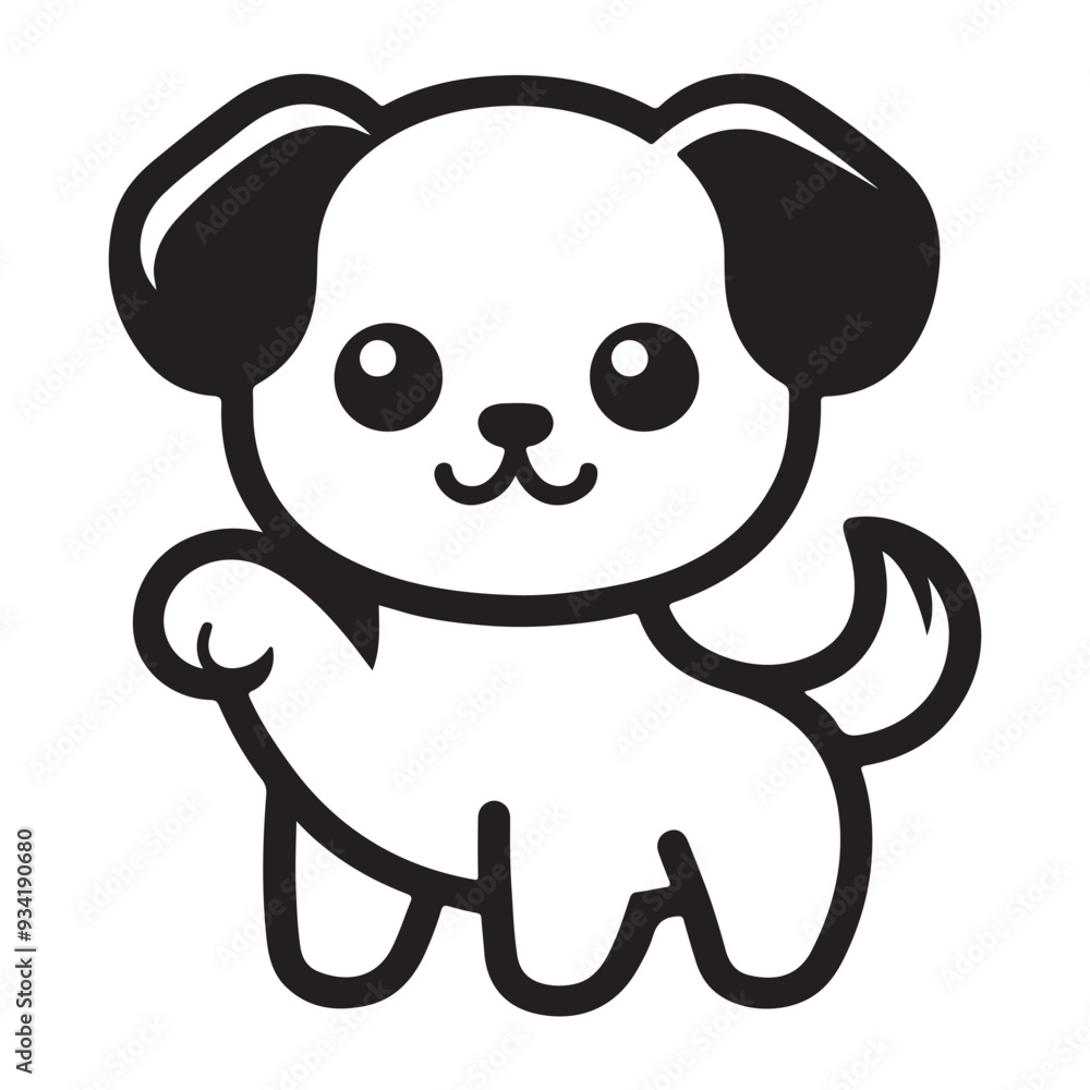 Cute dog graphic black and white cartoon character design collection. White background Cute dog graphic black and white cartoon character design collection. White background