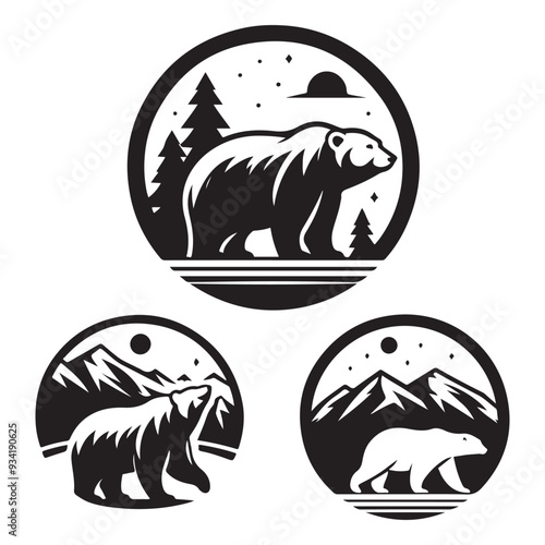 Conceptual bear logo, vector silhouette