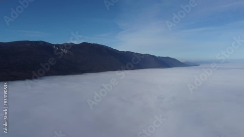 Fog under the mountain