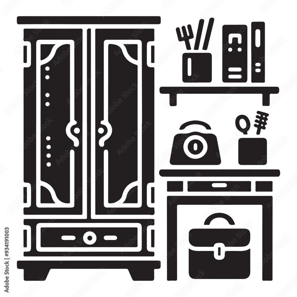 Vector wardrobe icon template with a white backdrop Vector wardrobe icon template with a white backdrop