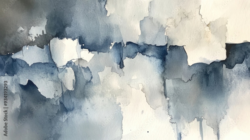 Obraz premium Watercolor depiction of abstract art in shades of grey and blue
