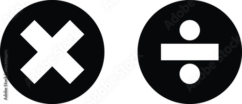 Divide and multiply icons isolated on white background . Math symbols vector
