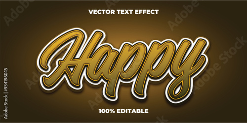 Happy 3d text style effect themed happy kid