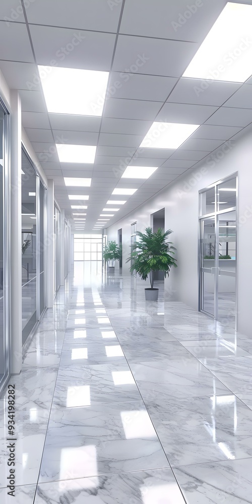 Fototapeta premium Modern White Marble Hallway Interior Design