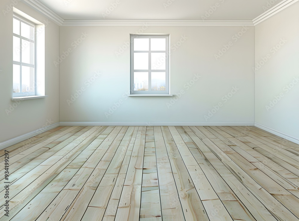 Empty Room With Hardwood Floor And Windows Empty Room With Hardwood Floor And Windows
