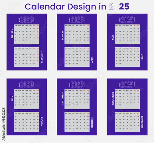 2025 calendar design in happy new year.