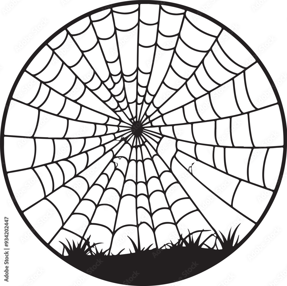 Obraz premium a spiders web icon ,vector black color silhouette, isolated white background