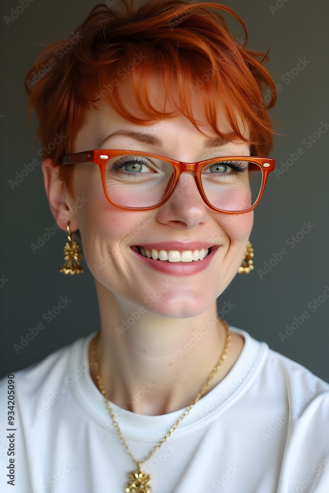 Stylish Woman with Red Hair and Eyeglasses Stylish Woman with Red Hair and Eyeglasses
