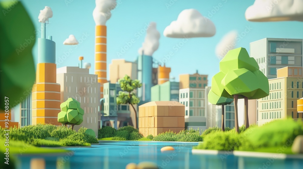 Obraz premium 3D Cartoon World of Raw Material in an Eco Friendly Setting