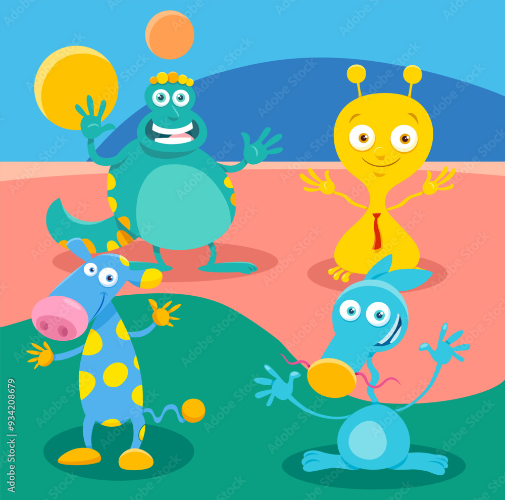 Obraz premium cartoon monster or alien fantasy characters group