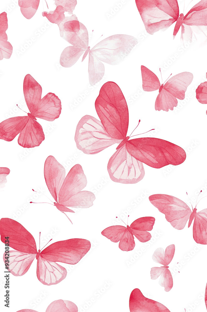 Fototapeta premium PNG Pink butterflies in a light soft pattern
