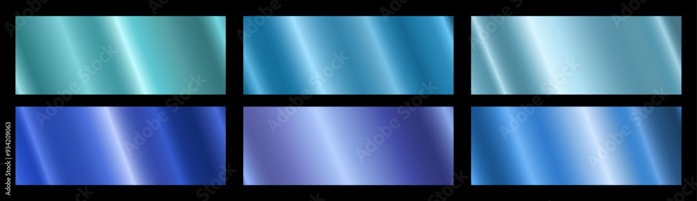 Blue metallic gradient with a frame on a black background. A pattern with a shiny metallic gradient. The texture of the foil. Vector EPS 10. Blue metallic gradient with a frame on a black background. A pattern with a shiny metallic gradient. The texture of the foil. Vector EPS 10.