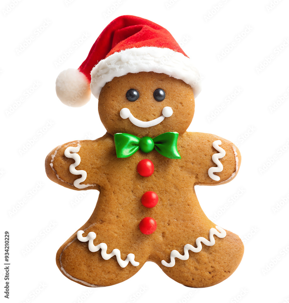 Gingerbread man on an isolated transparent background, for use in graphic design on the theme of Christmas Gingerbread man on an isolated transparent background, for use in graphic design on the theme of Christmas