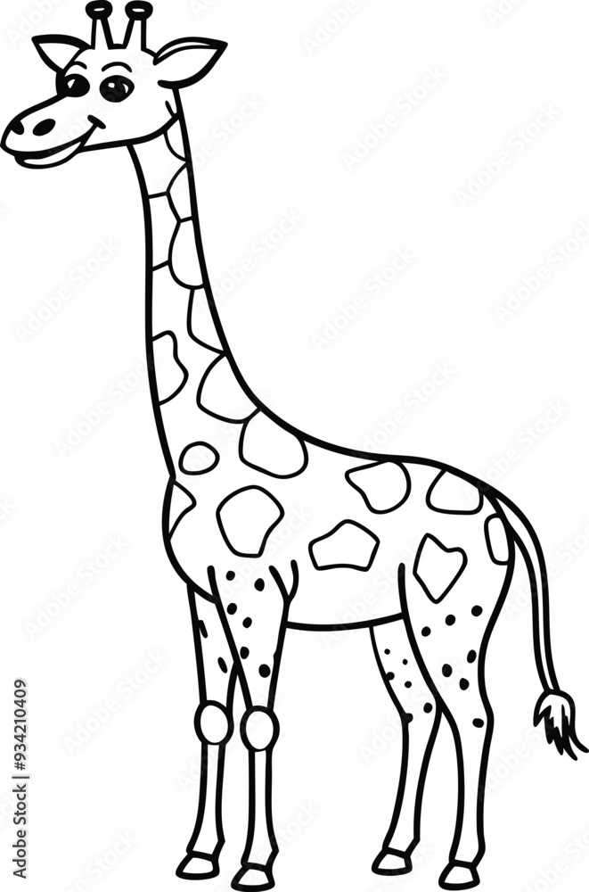 Naklejka premium Adorable Giraffe Coloring Page Illustration Outline Art for Kids 
