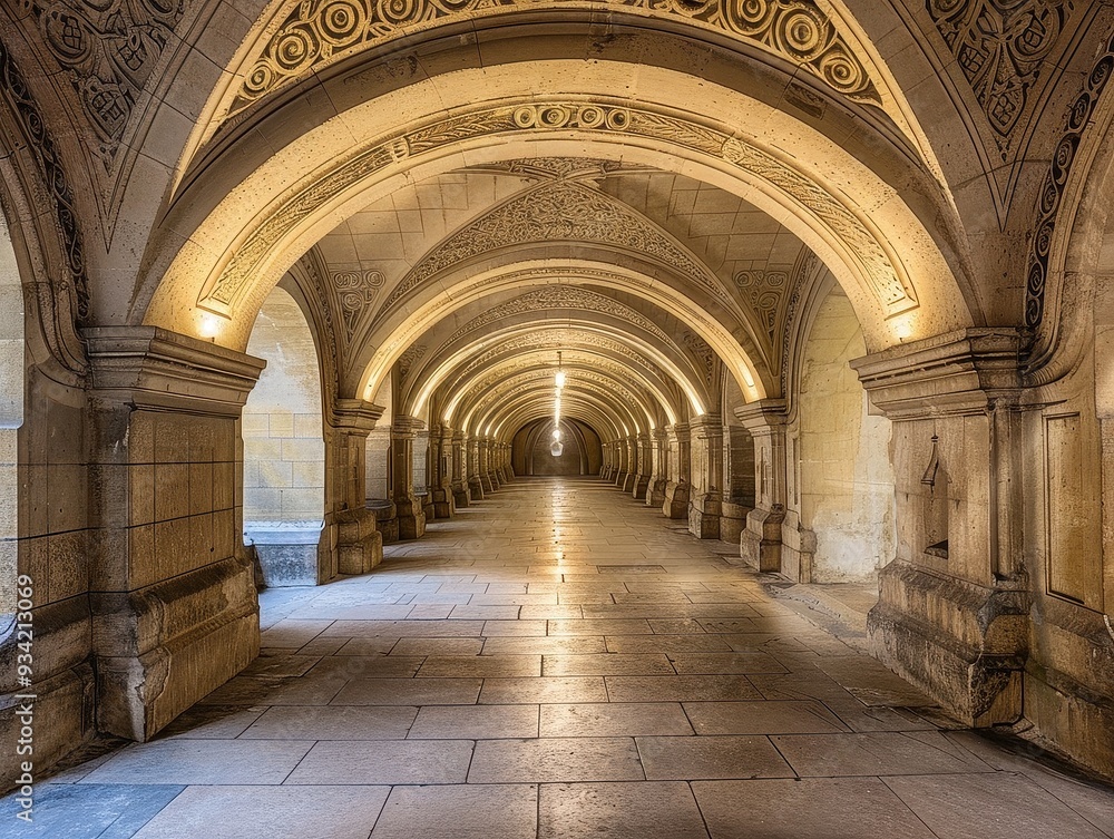 Obraz premium Panoramic Vista of Adorned Tunnel Interior