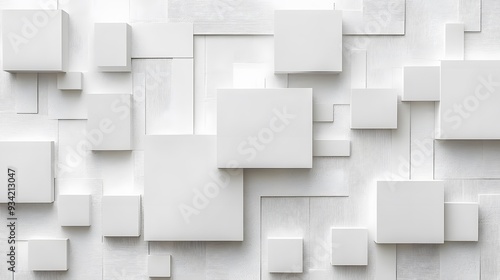 3D White Cubes on White Background, Abstract Image, Texture, Pattern, Wallpaper, Cover and Screen of Smartphone, Cell Phone, Computer, Laptop, 9:16 and 16:9 Format