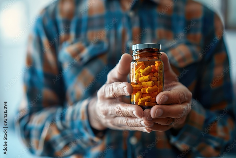 Person Holding Pill Bottle: Medication Management Person Holding Pill Bottle: Medication Management