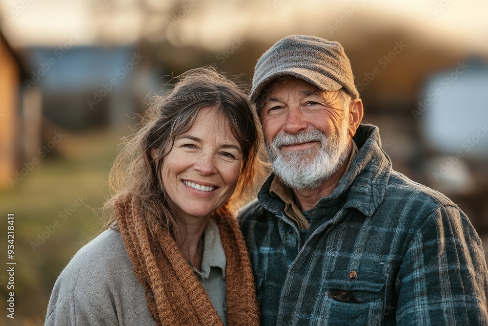 I love being a farmers wife. Shot of a mature couple standing together on a farm, Generative AI I love being a farmers wife. Shot of a mature couple standing together on a farm, Generative AI