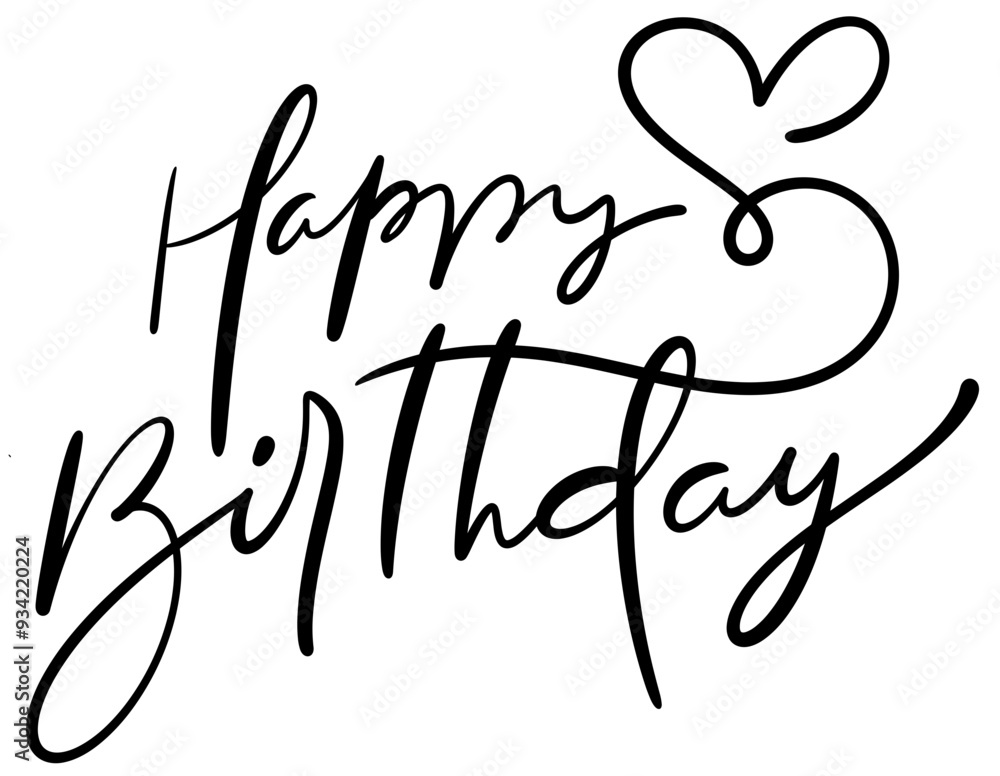 Fototapeta premium Happy Birthday Handwriting Lettering