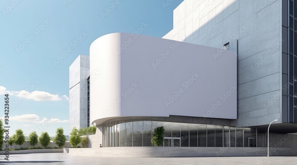 Blank billboard on modern building façade in daylight, prototype for outdoor advertisement. Generative AI Blank billboard on modern building façade in daylight, prototype for outdoor advertisement. Generative AI
