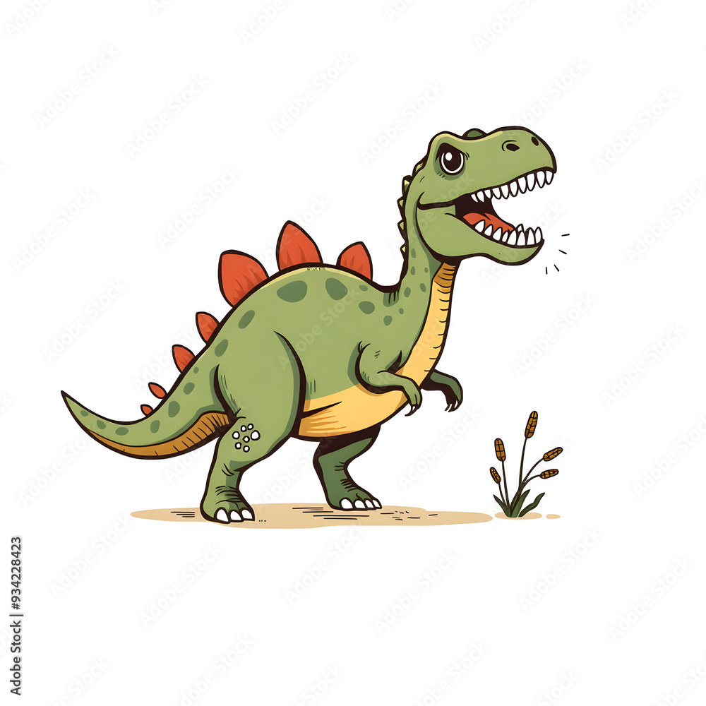 Dinosaur cartoon icon illustration on white background. Generative AI Dinosaur cartoon icon illustration on white background. Generative AI