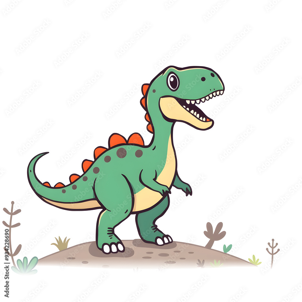 Dinosaur cartoon icon illustration on white background. Generative AI Dinosaur cartoon icon illustration on white background. Generative AI