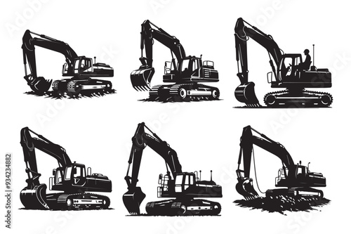 Excavator silhouette  vector