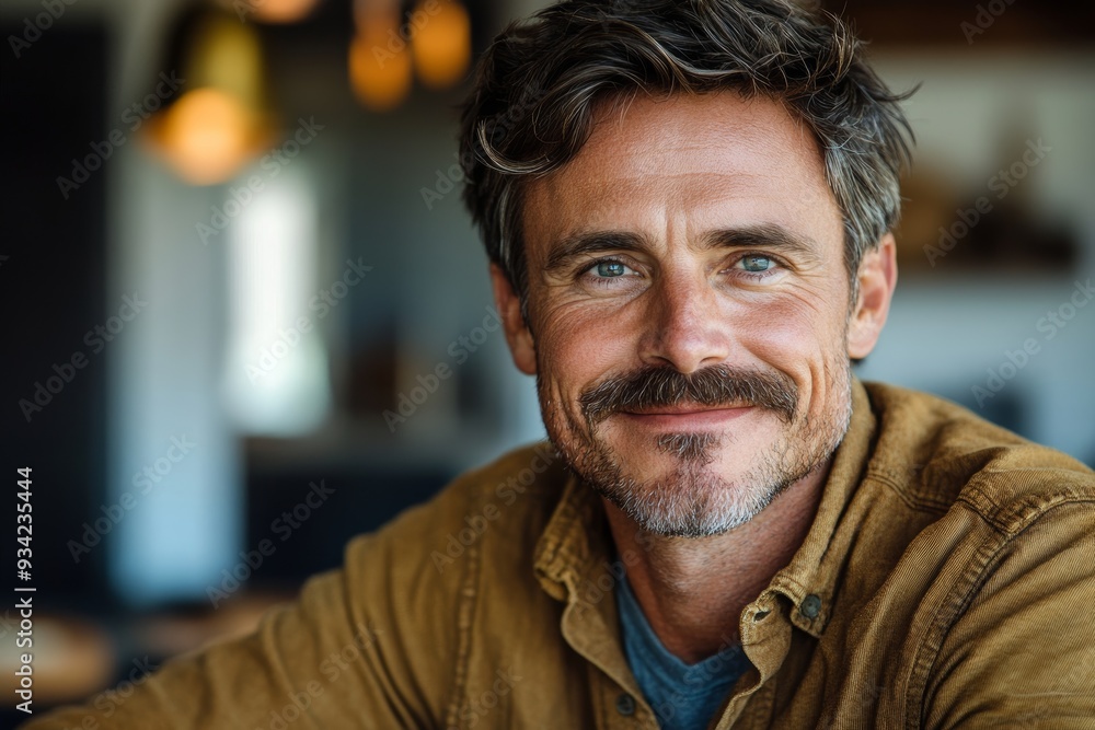 smiling middle aged forty-something man with horseshoe mustache, real people, Generative AI smiling middle aged forty-something man with horseshoe mustache, real people, Generative AI