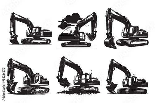 Excavator silhouette  vector