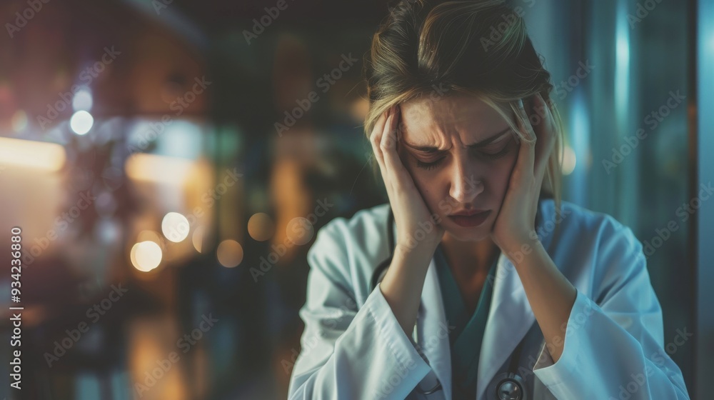 Stressed Female Doctor After Long Shift Stressed Female Doctor After Long Shift