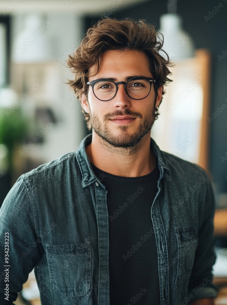 Applying the lens of efficiency to all aspects of business. Shot of a handsome young designer standing in his office, Generative AI Applying the lens of efficiency to all aspects of business. Shot of a handsome young designer standing in his office, Generative AI