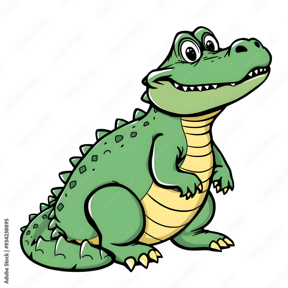 Naklejka premium Cute crocodile cartoon icon illustration on white background. generative AI